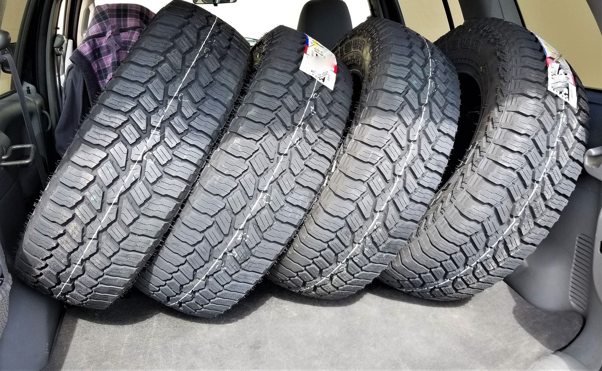TIRES! New tires purchased to replace worn out tires on an SUV.